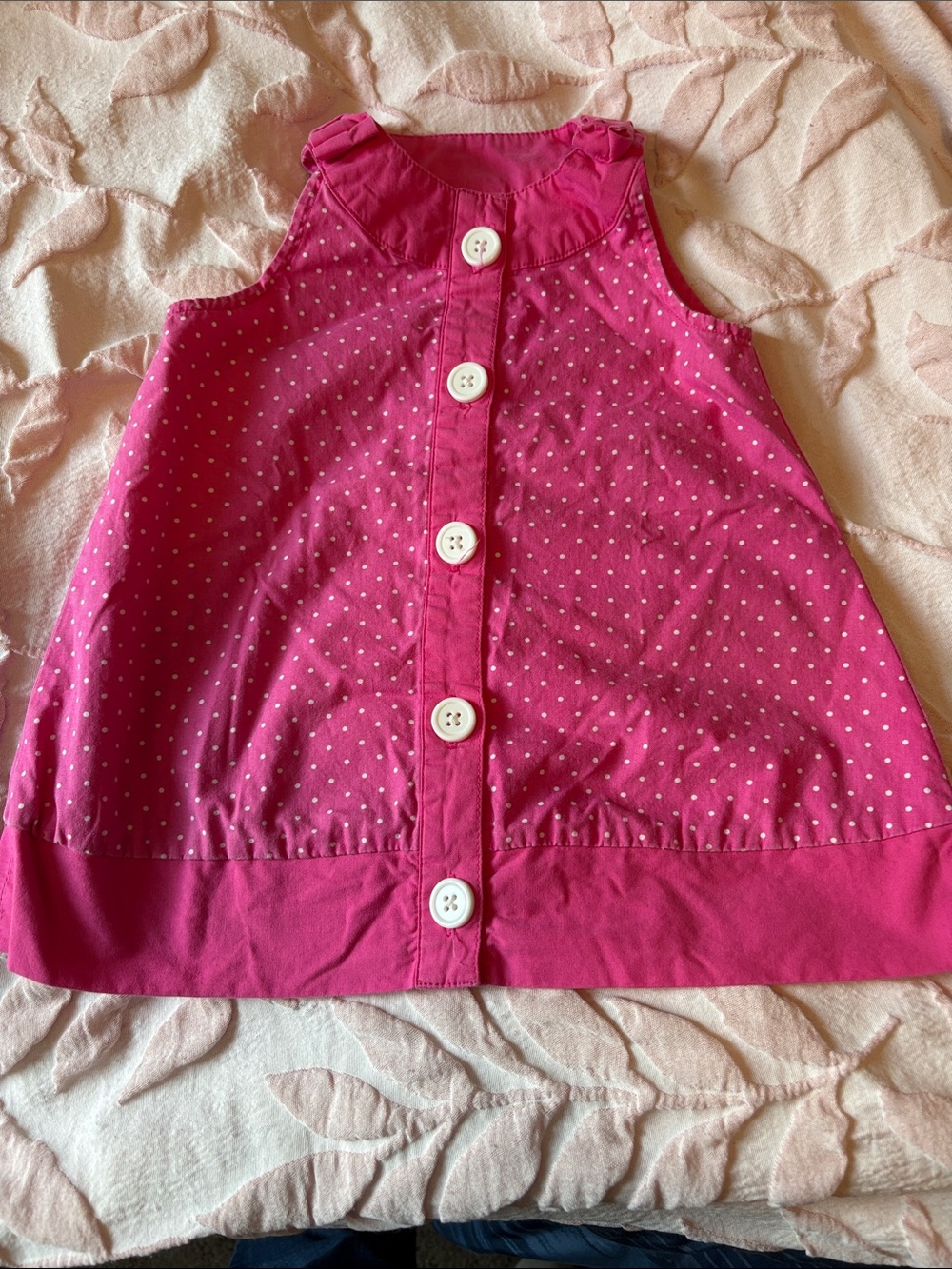 Gymboree Bright Pink Polka Dot Button Dress
